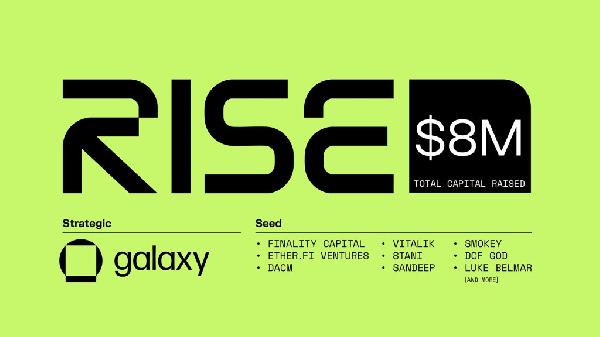 Galaxy Ventures Backs RISE Chain, $8 Million Raised To Launch Fastest Zone for Real-Time Apps on Ethereum