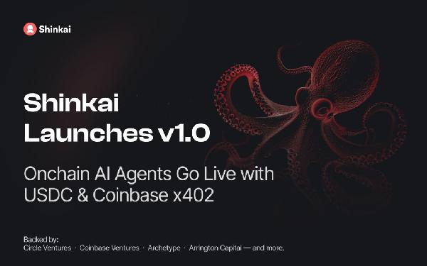 Shinkai Launches Version 1.0 – On-Chain AI Agents Go Live With USDC and Coinbase x402